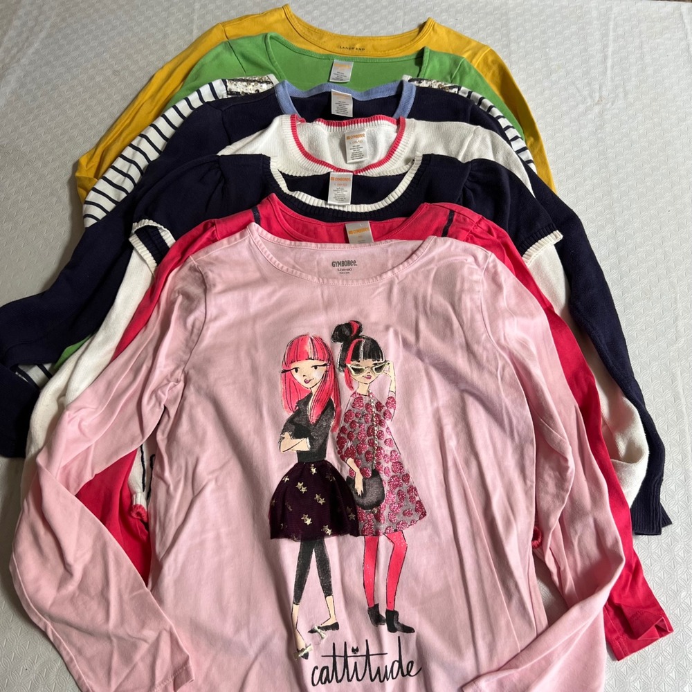 Gymboree Lands End Girls Top Sweater Lot 8pc Size 10 12 L Poodle Owl Graphic Tee